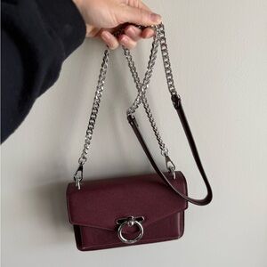 Rebecca Minkoff Jean Crossbody Chain Strap Mini Purse in Burgundy